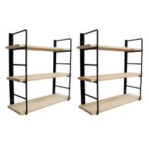 2 Estante Prateleira Multiuso Ferro Madeira Pinus Industrial