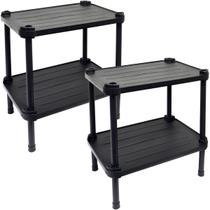 2 Estantes de Plástico Modular Multiuso 2 Prateleiras 1 Torre Preta Montável 26 Kg Qualyplas 2 Estantes de Plástico Modular Multiuso 2 Prateleiras 1 Torre Preta Montável 26 Kg Qualyplas