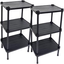 2 Estantes de Plástico Modular Multiuso 3 Prateleiras 1 Torre Preta Montável 39 Kg Qualyplas 2 Estantes de Plástico Modular Multiuso 3 Prateleiras 1 Torre Preta Montável 39 Kg Qualyplas