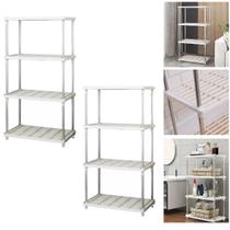 2 Estantes Metal Modular Multiuso 4 Prateleira Organizadora 2 Estantes Metal Modular Multiuso 4 Prateleira Organizadora