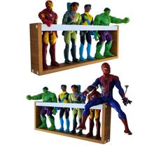2 Estantes organizadoras para brinquedos bonecos super heróis, Marvel, Barbie Nicho Prateleira decorativa para quarto infantil, escola, creche MDF