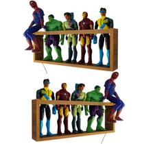 2 Estantes organizadoras para brinquedos bonecos super heróis, Marvel, Barbie Nicho Prateleira decorativa para quarto infantil, escola, creche MDF