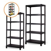 2 Estantes Plásticas Modelo Prateleira com 5 Divisórias Para Casa Escritório Lavanderia Salão de Beleza