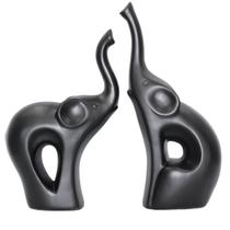 2 Estatueta Casal Elefante Indiano Casa Decoração Enfeite