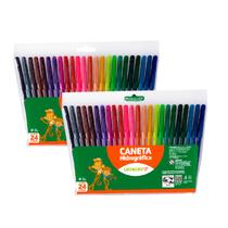 2 Estojo Canetinha Escolar Hidrográfica 24 Cores Leo&Leo