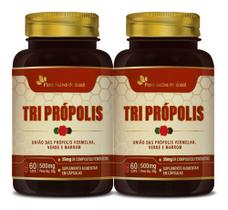 2 Extrato De Própolis Verde Marrom Vermelho 60 Caps 500mg