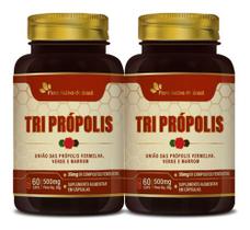 2 Extrato De Própolis Verde Marrom Vermelho 60 Caps 500mg - Flora Nativa