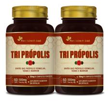 2 Extrato De Própolis Verde Marrom Vermelho 60 Caps 500mg