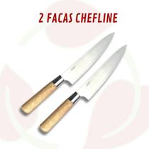 2 Facas Açougue Profissional Ultracorte Cabo Madeira