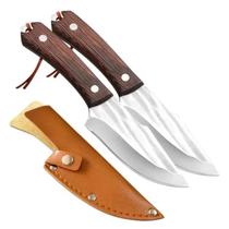 2 Facas Chef Forjadas Aço Alto Carbono Full Tang