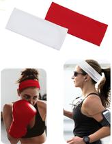 2 Faixa De Cabelo Esportiva Headband Para Academia Corrida Yoga Treino Vermelho/Branco