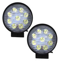2 farol de milha forte auxiliar de led 27w redondo 12v 24v 6000k fino