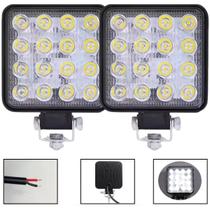 2 farol de milha forte de led auxiliar 48w quadrado 6000k 12v 24v bi volt