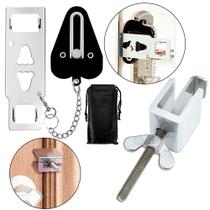 2 Fechadura Trava Porta Segurança Portátil Hotel Universal