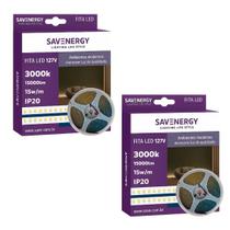 2 Fita LED 127V 15W/m 3000K 10m 192LEDs/m IP20 Save Energy 2 Fita LED 127V 15W/m 3000K 10m 192LEDs/m IP20 Save Energy
