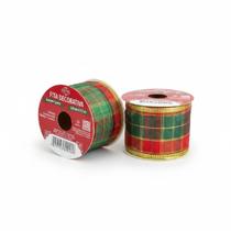 2 Fitas Aramada Natalina 3,8cm Faz Laço decoração premium