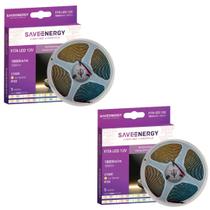2 Fitas Led 2700k Luz Quente 1800lm 12v 5m 12w Save Energy
