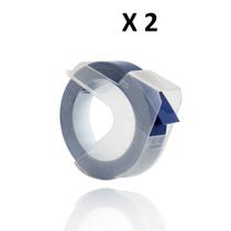 2 Fitas Vinil Compatível Dymo Manual 3D525 Azul 9mm