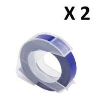 2 Fitas Vinil Compatível Dymo Manual 3DDK25 Azul Escuro 9mm