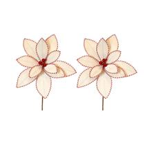2 Flor Pick Luxuosa Bico De Papagaio Veludo Borda Candy 28cm