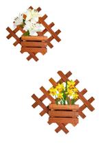 2 Floreira Jardim Kit 30X30 Painel Madeira 1 Cachepot 12X12