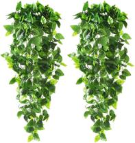2 Folhagem Pendente Verde Folhas de Heras Planta Artificial