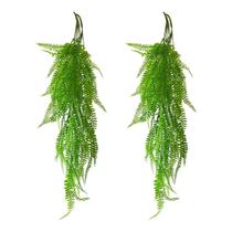 2 Folhagem Verde Samambaia Planta Realista Jardim Vertical