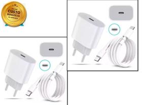 2 Fontes + 2 Cabo Carregador Usb-c 20w Turbo Compatível Modelo iPhon 15