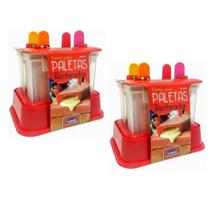 2 Forma De Picolé Para Paleta Mexicana Recheada C/ 8 Palitos