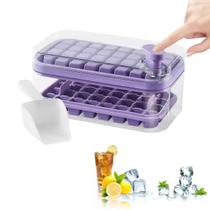 2 Forma Gelo Tampa 64 Cubos Bandeja Silicone Caixa e Colher