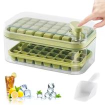 2 Forma Gelo Tampa 64 Cubos Bandeja Silicone Caixa e Colher