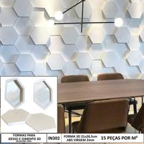 2 Forma Gesso 3d Hexagonal 31x26,5 Abs 2mm Molde Para Gesso/cimento
