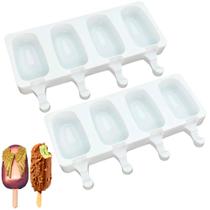 2 Forma Picolé Sorvete Mini Magnum Silicone 4 Cavas Prática