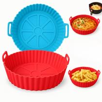 2 Forma Silicone Cozinhar Assar Redonda 20cm Maleável Resistente Alça Dobrável Lavável Doméstico Cores Assadeira