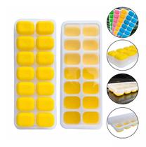 2 Formas De Gelo Cubo Com Tampa Rígida Flexível Fundo Silicone