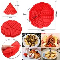 2 Formas Silicone Para Waffles Coração 5 Cavidades 17,5 Cm