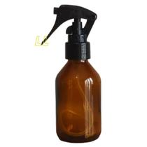 2 Frasco De Vidro Âmbar 60ml C/ Válvula Borrifador Preto
