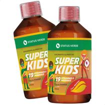 2 Frascos Super Kids Xarope Infantil Multi Vitaminas Morango Kit 500ml