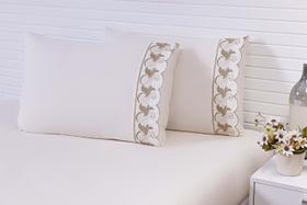 2 Fronhas 60x80 100% Algodão 180 Fios Palha Barrado Richileu Caqui