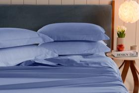 2 fronhas avulsas 100% algodão azul 200 fios debrum