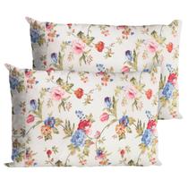 2 Fronhas Avulsas Percal 200 Fios Algodão Ponto Palito Floral