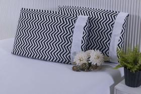 2 Fronhas King 90X50 100% Algodão 150 Fios Chevron Branco