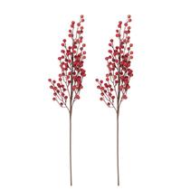 2 Galho Natalino Berries Bolinha Vermelha Árvore Natal 65Cm - Magizi