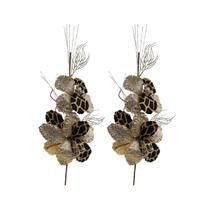 2 Galho Natalino Pick Bico De Papagaio Listrado 57Cm - Magizi