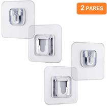 2 Gancho De Parede Adesivo Suporte Transparente Dupla Face