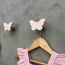 2 Ganchos de parede infantil decoração borboleta rosa 2BoMk6