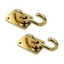 2 ganchos de rede dormir descanso latão dourado polido brilhante fechart (par) + parafusos e buchas 2 ganchos de rede dormir descanso latão dourado polido brilhante fechart (par) + parafusos e buchas
