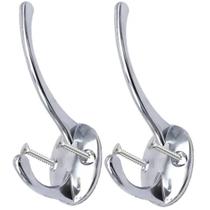 2 Ganchos Duplo Cabide Parede Metal Toalha Banheiro Parafuso