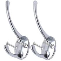 2 Ganchos Duplo Cabide Parede Metal Toalha Banheiro Parafuso