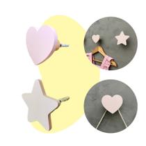 2 Ganchos parede infantil menina coração estrela amor rosa 2 Ganchos parede infantil menina coração estrela amor rosa